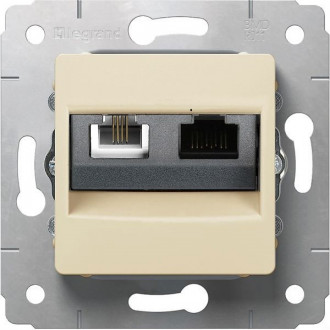 Розетка RJ-11 + RJ-45 слоновая кость, Cariva (комплект 10 шт.)