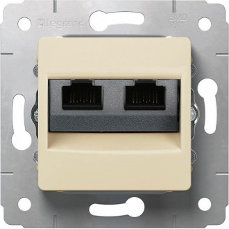 Розетка интернет RJ-45 2 разъема слоновая кость, Cariva (комплект 10 шт.)