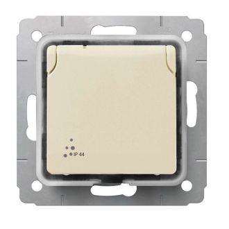 Розетка с защитными шторками влагозащищенная IP 44 слоновая кость, Cariva