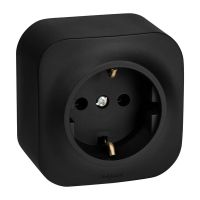 Розетка с заземлением чёрный матовый, Quteo IP 20, Legrand (IEK) 7824721