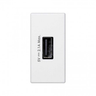 Зарядное устройство USB узкий модуль K45 5В 2.1A 230В~ белого цвета с винтовым соединением Simon K45