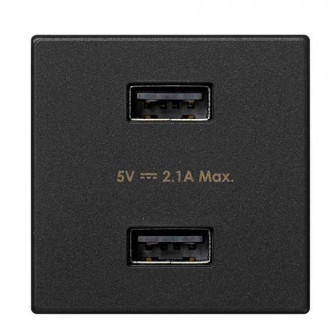 Зарядное устройство 2xUSB K45 5В 2.1A 230В~ цвета графит с винтовым соединением Simon K45