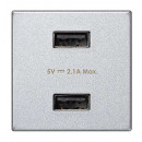 Зарядное устройство 2xUSB K45 5В 2.1A 230В~ цвета алюминий с винтовым соединением Simon K45