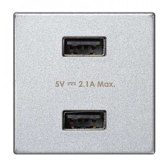 Зарядное устройство 2xUSB K45 5В 2.1A 230В~ цвета алюминий с винтовым соединением Simon K45