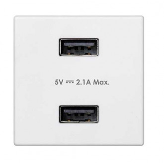 Зарядное устройство 2xUSB K45 5В 2.1A 230В~ белого цвета с винтовым соединением Simon K45
