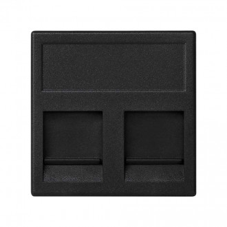 Модуль K45 прямой на 2 разъема RJ45 со шторками цвета графит Simon K45