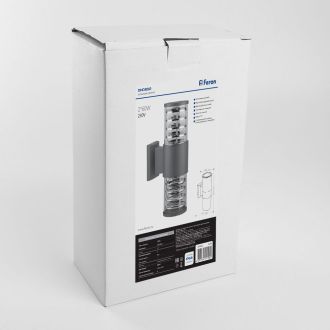 Светильник садово-парковый Feron DH0802, на стену вверх/вниз, 2*E27 230V, серый, 06299