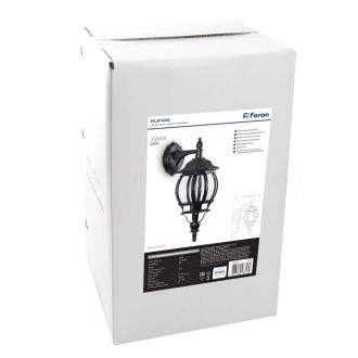 Светильник садово-парковый Feron 8102/PL8102 восьмигранный на стену вниз 100W E27 230V, черный, 11098