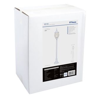 Светильник садово-парковый Feron 8110/PL8110 столб 100W E27 230V, белый, 11105