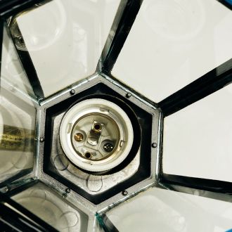 Светильник садово-парковый Feron 6102/PL6102 шестигранный на стену вниз 60W E27 230V, черное золото, 11127