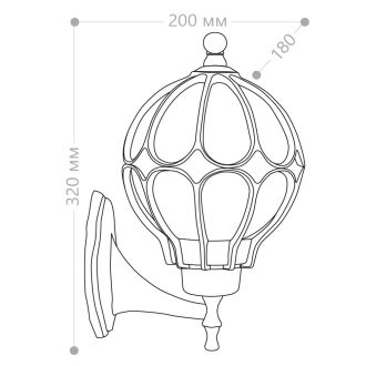 Светильник садово-парковый Feron PL3701 круглый на стену вверх 60W 230V E27, черное золото, 11349