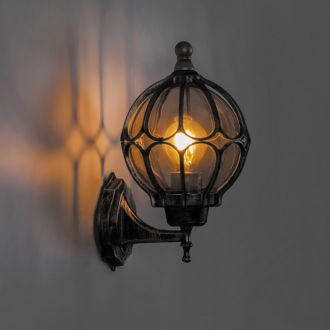 Светильник садово-парковый Feron PL3701 круглый на стену вверх 60W 230V E27, черное золото, 11349