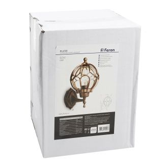 Светильник садово-парковый Feron PL3701 круглый на стену вверх 60W 230V E27, черное золото, 11349