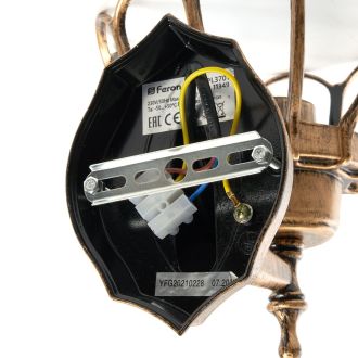 Светильник садово-парковый Feron PL3701 круглый на стену вверх 60W 230V E27, черное золото, 11349