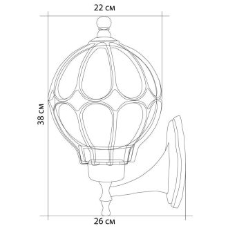 Светильник садово-парковый Feron PL3801 круглый на стену вверх 60W 230V E27, черное золото, 11350