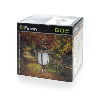 Светильник садово-парковый Feron PL4045 шестигранный на столб 60W 230V E27, черное золото, 11425