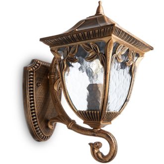 Светильник садово-парковый Feron PL4071 четырехгранный на стену вверх 60W E27 230V, черное золото, 11483