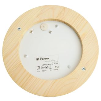 Светильник накладной IP54, 220V 60Вт Е27, дерево, клен, круг НБО 03-60-011, Feron, 11569