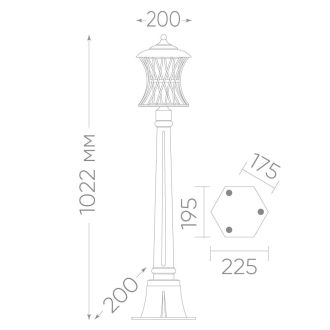 Светильник садово-парковый Feron PL526 столб 60W E27 230V, черный, 11621