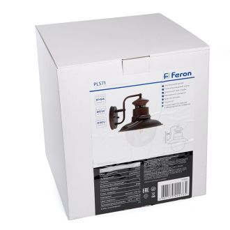 Светильник садово-парковый Feron PL571 на стену вниз 60W 230V E27, коричневый, 11625