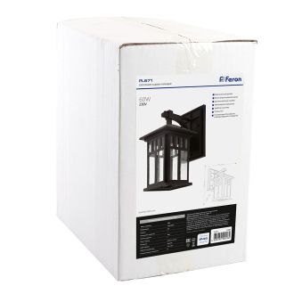 Светильник садово-парковый Feron PL671 на стену вниз 60W 230V E27, черный, 11689