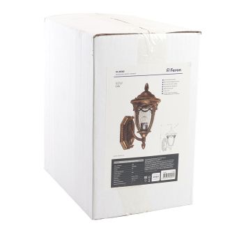 Светильник садово-парковый Feron PL682 на стену вверх 60W 230V E27, черное золото, 11693