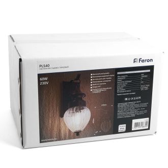 Светильник садово-парковый Feron PL540 на стену вниз 60W E27 230V, коричневый, 11890