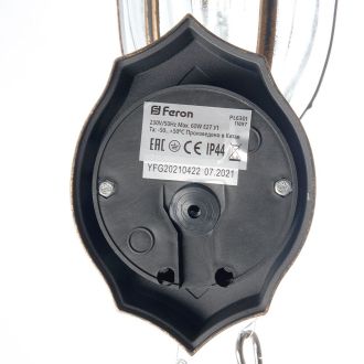 Светильник садово-парковый Feron PL6301 шестигранный на стену вверх 60W E27 230V, черное золото, 11897