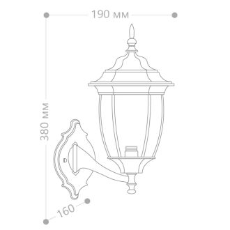Светильник садово-парковый Feron PL6301 шестигранный на стену вверх 60W E27 230V, черное золото, 11897