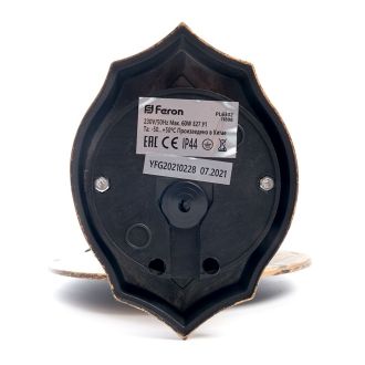 Светильник садово-парковый Feron PL6302 шестигранный на стену вниз 60W 230V E27, черное золото, 11898