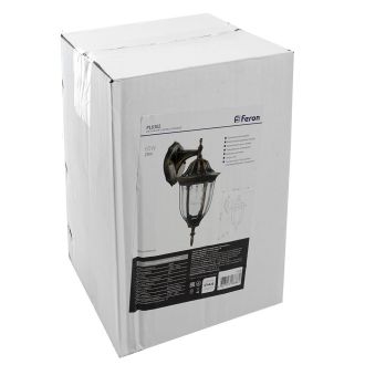Светильник садово-парковый Feron PL6302 шестигранный на стену вниз 60W 230V E27, черное золото, 11898