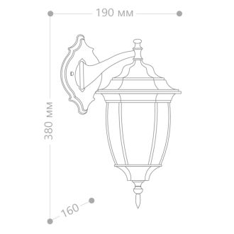 Светильник садово-парковый Feron PL6302 шестигранный на стену вниз 60W 230V E27, черное золото, 11898