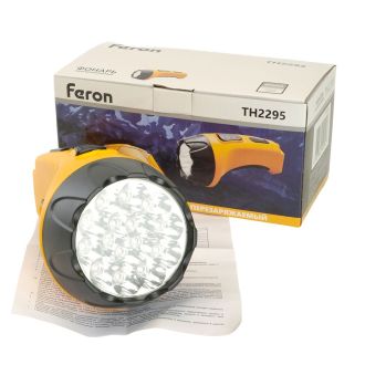 Фонарь аккумуляторный, 15 LED DC (свинцово-кислотная батарея), желтый, TH2295 (TH93C), Feron, 12653