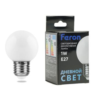Лампа светодиодная Feron LB-37 Шарик E27 1W 230V 6400K матовый, 25115