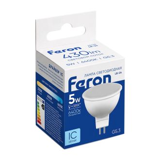 Лампа светодиодная Feron LB-24 MR16 G5.3 5W 175-265V 6400K, 25125