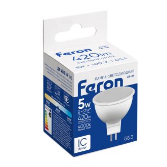 Лампа светодиодная Feron LB-24 MR16 G5.3 5W 175-265V 4000K, 25126