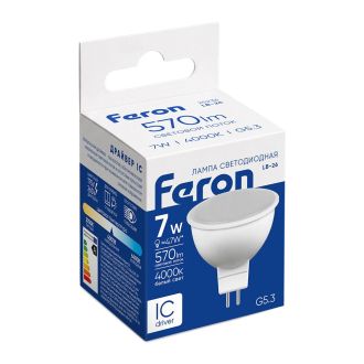 Лампа светодиодная Feron LB-26 MR16 G5.3 7W 175-265V 4000K, 25236