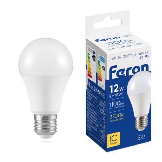 Лампа светодиодная Feron LB-93 Шар E27 12W 175-265V 2700K, 25489