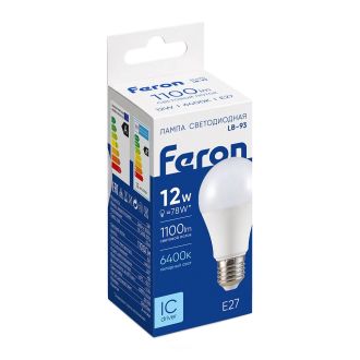 Лампа светодиодная Feron LB-93 Шар E27 12W 175-265V 6400K, 25490