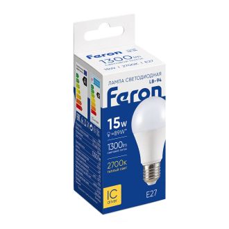 Лампа светодиодная Feron LB-94 Шар E27 15W 175-265V 2700K, 25628