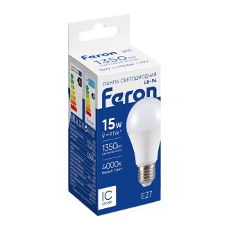 Лампа светодиодная Feron LB-94 Шар E27 15W 175-265V 4000K, 25629