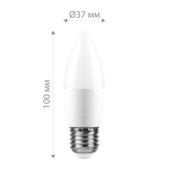 Лампа светодиодная Feron LB-97 Свеча E27 7W 175-265V 2700K, 25758