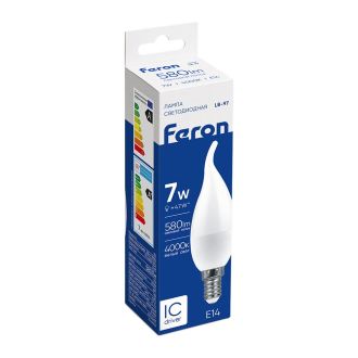 Лампа светодиодная Feron LB-97 Свеча на ветру E14 7W 175-265V 4000K, 25761