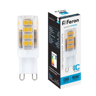 Лампа светодиодная Feron LB-432 G9 5W 175-265V 6400K, 25771
