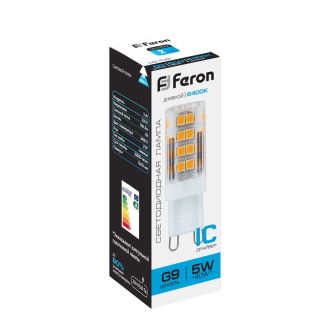 Лампа светодиодная Feron LB-432 G9 5W 175-265V 6400K, 25771