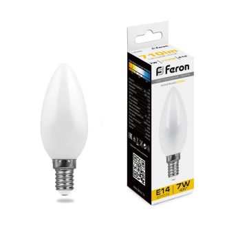 Лампа светодиодная Feron LB-66 Свеча E14 7W 230V 2700K, 25785
