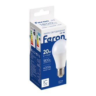 Лампа светодиодная Feron LB-98 Шар E27 20W 175-265V 4000K, 25788