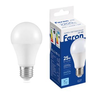 Лампа светодиодная Feron LB-100 Шар E27 25W 175-265V 6400K, 25792