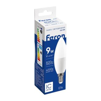 Лампа светодиодная Feron LB-570 Свеча E14 9W 175-265V 4000K, 25799