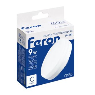 Лампа светодиодная Feron LB-452 GX53 9W 175-265V 4000K, 25829
